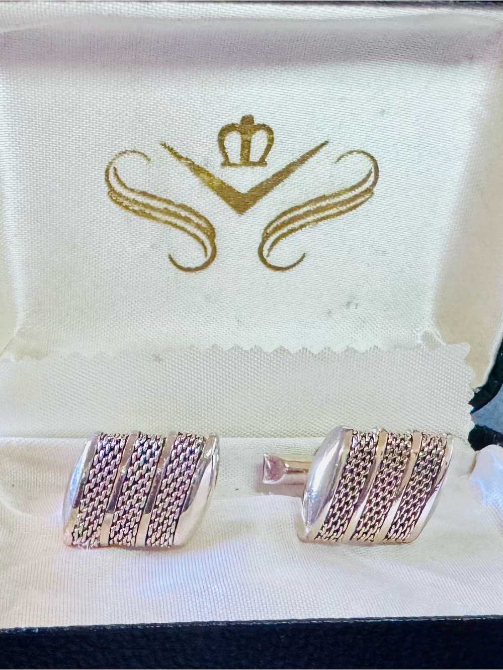 Vintage MCM Signed SWANK Chain Texture Cufflinks